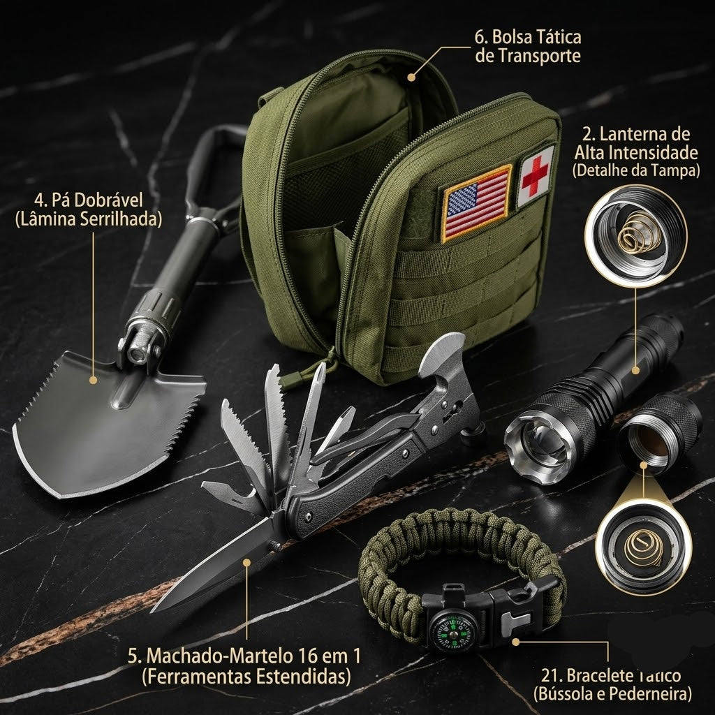 Kit De Sobrevivência 29 Em 1 Para Camping Trilha E Aventuras