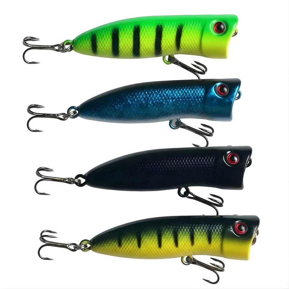 Isca Artificial Popper Superfície Tucunaré Traíra -  Kit 4 Unidades