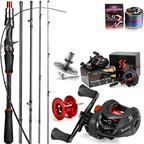Kit De Pesca Sougayilang Vara Fibra De Carbono Carretilha Drag 8kg Brinde Linha