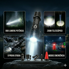 Lanterna Tática Militar X900 Recarregável Com Zoom E Sinalizador