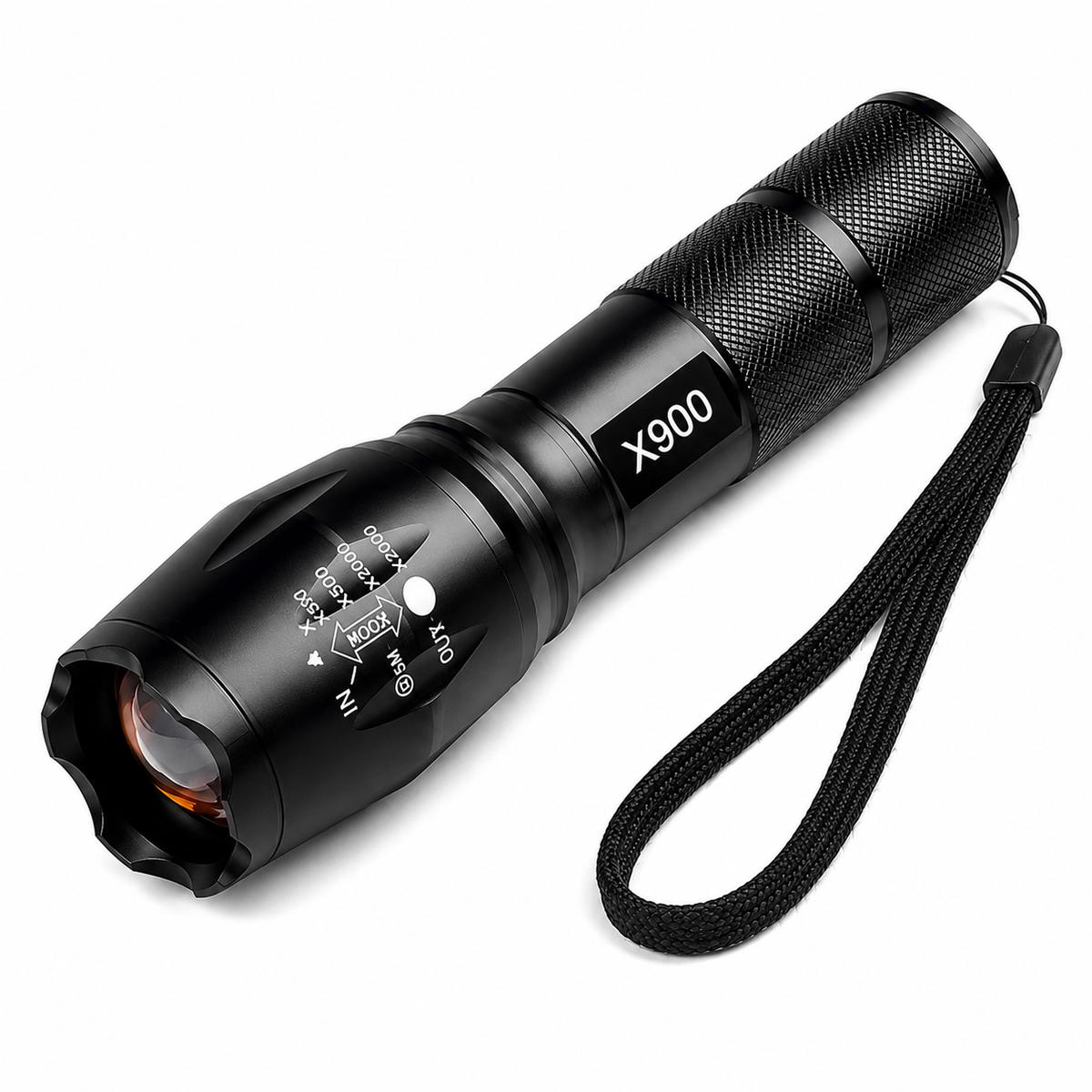 Lanterna Tática Militar X900 Recarregável Com Zoom E Sinalizador