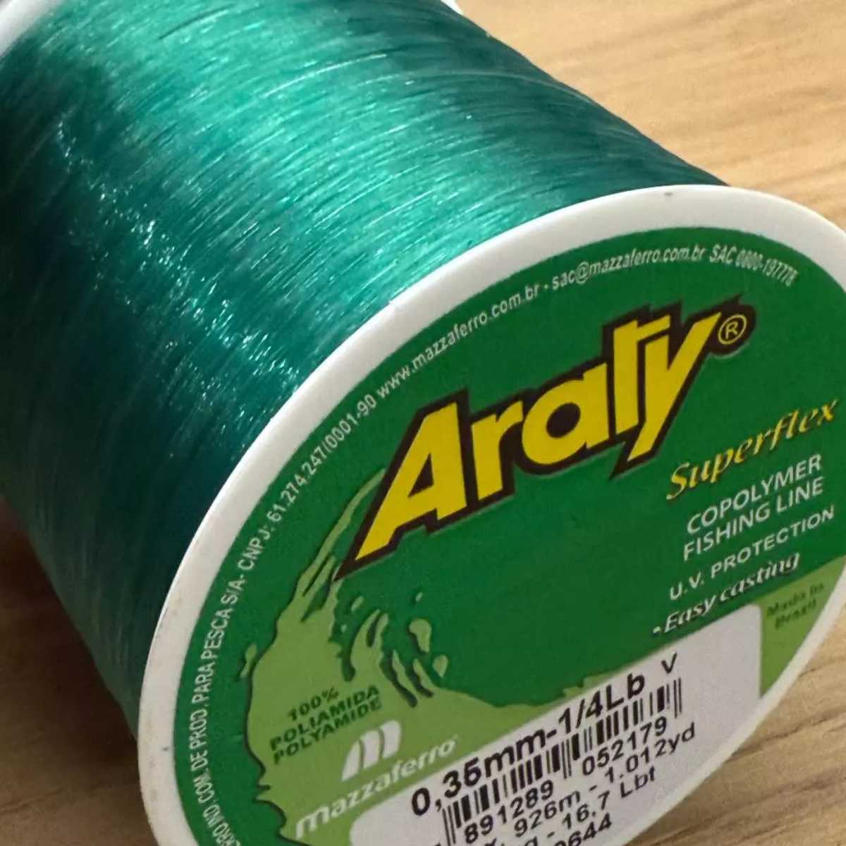 Linha De Pesca Monofilamento Araty 926 Metros Superflex 0.35mm Verde