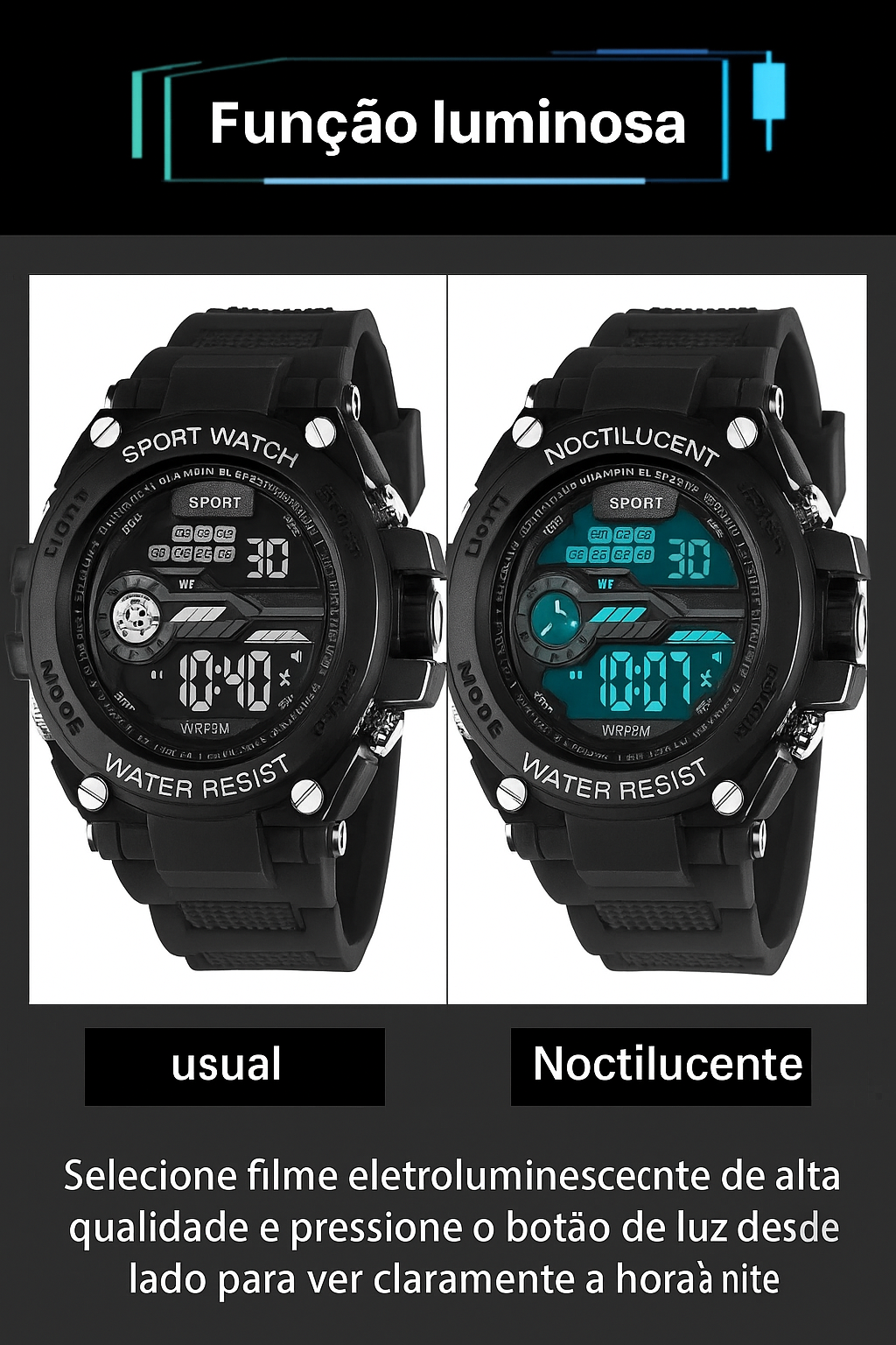 Relógio Militar Esportivo Masculino Yikaze LED Digital à Prova D'Água