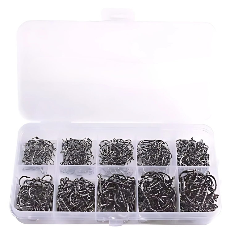 Kit de Ganchos Farpados para Pesca em Água Doce e Salgada