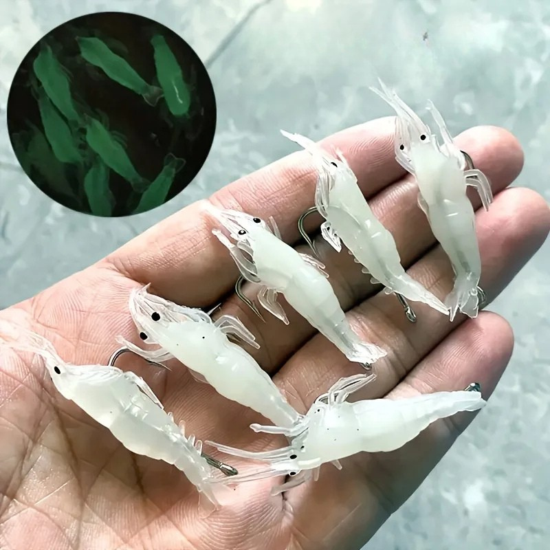 Conjunto de Iscas de Camarão Luminosas com Gancho Afiado