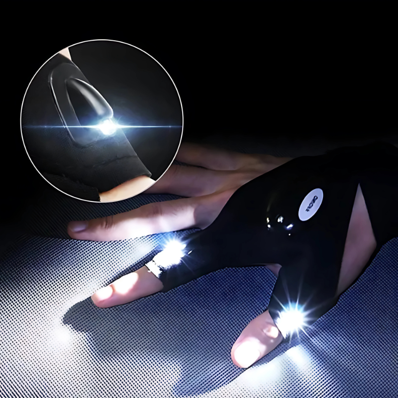 Luva de Pesca LED Impermeável Com Iluminação Dedo