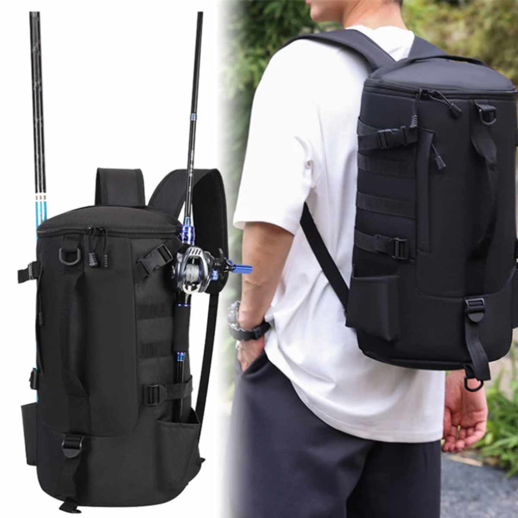 Mochila de Pesca Cilíndrica Grande Multifuncional – Alta Capacidade
