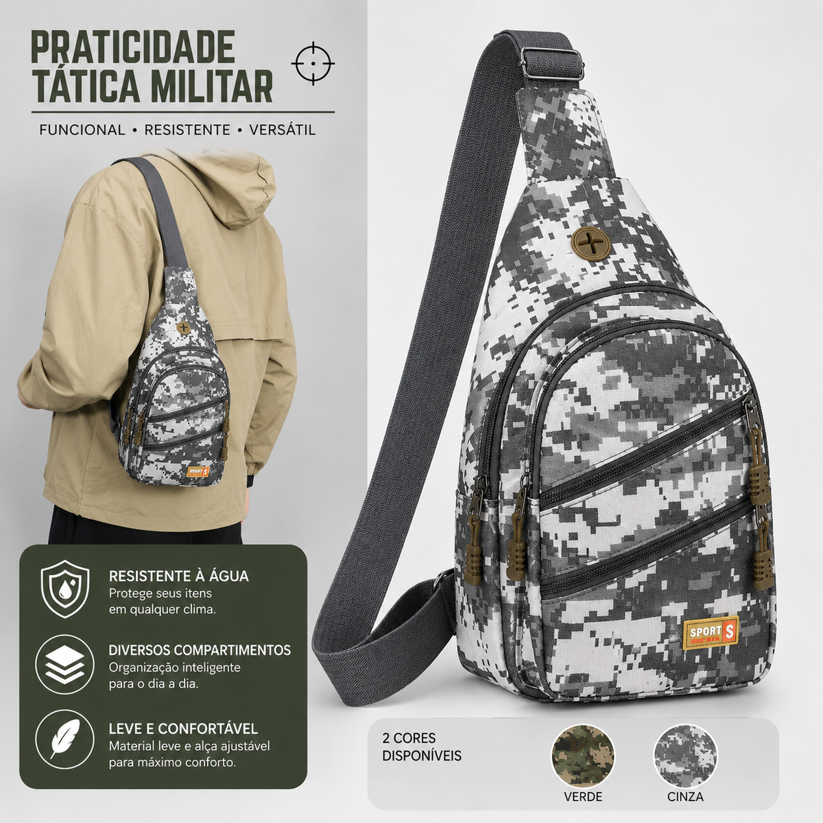 Mochila Pochete Masculino Tática Militar Camuflada