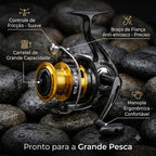 Molinete Marine Sports Elite Gold FD Com 3 Rolamentos E Drag De 8Kg Para Pesca