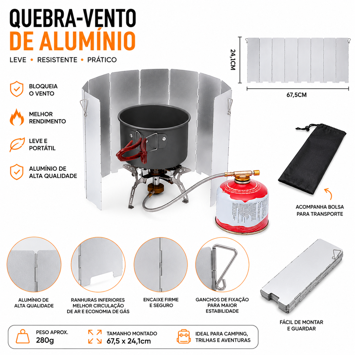 Protetor De Vento Para Fogareiro Joyfox Dobrável Em Alumínio Para Camping