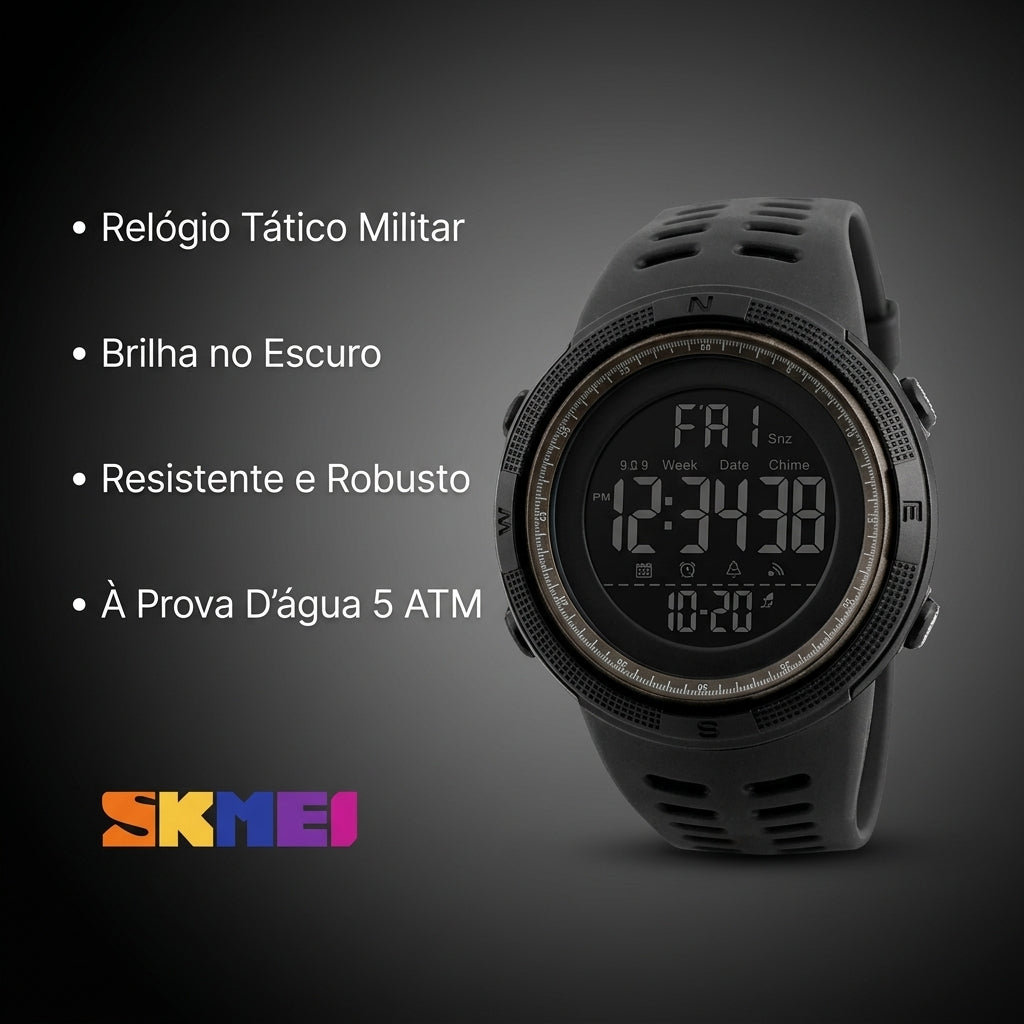 Relógio Militar Masculino Digital Skmei 1251 – À Prova D'água 5 ATM Esportivo