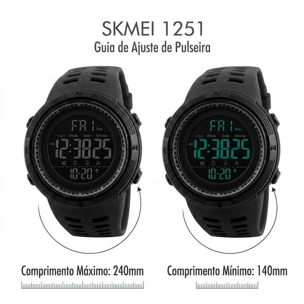 Relógio Militar Masculino Digital Skmei 1251 – À Prova D'água 5 ATM Esportivo