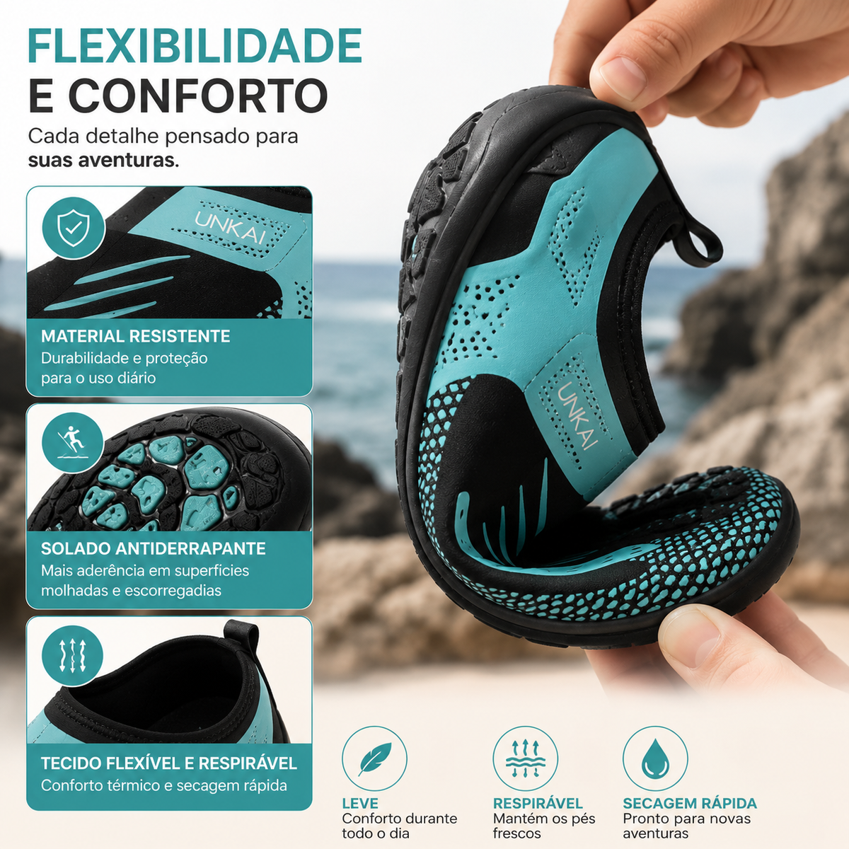 Sapatilha Aquática De Neoprene Antiderrapante Unissex Para Praia Pesca E Trilha