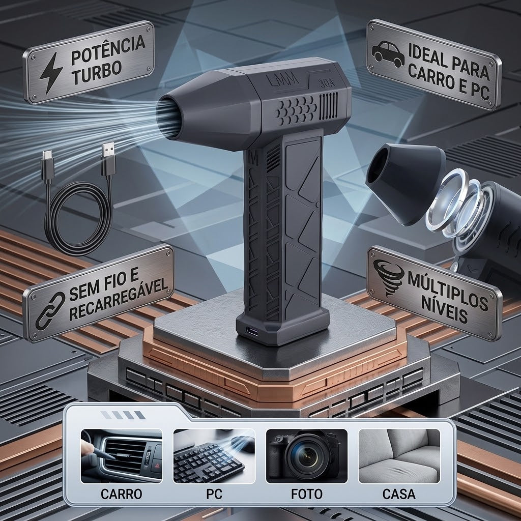 Soprador De Ar Turbo Jet Fan 130000RPM Sem Fio Portátil Recarregável