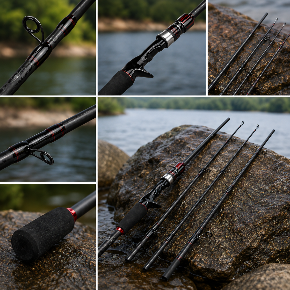Vara De Pesca Carbono 4 Partes Para Molinete E Carretilha Sougayilang