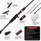 Vara De Pesca Carbono 4 Partes Para Molinete E Carretilha Sougayilang