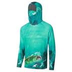 Camisa de Pesca UV Com Capuz e Máscara Integrada