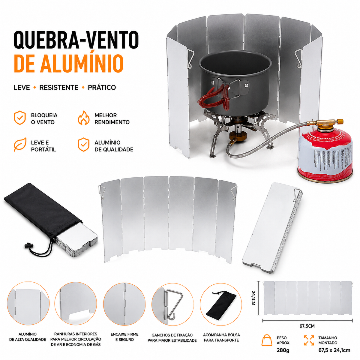 Protetor De Vento Para Fogareiro Joyfox Dobrável Em Alumínio Para Camping